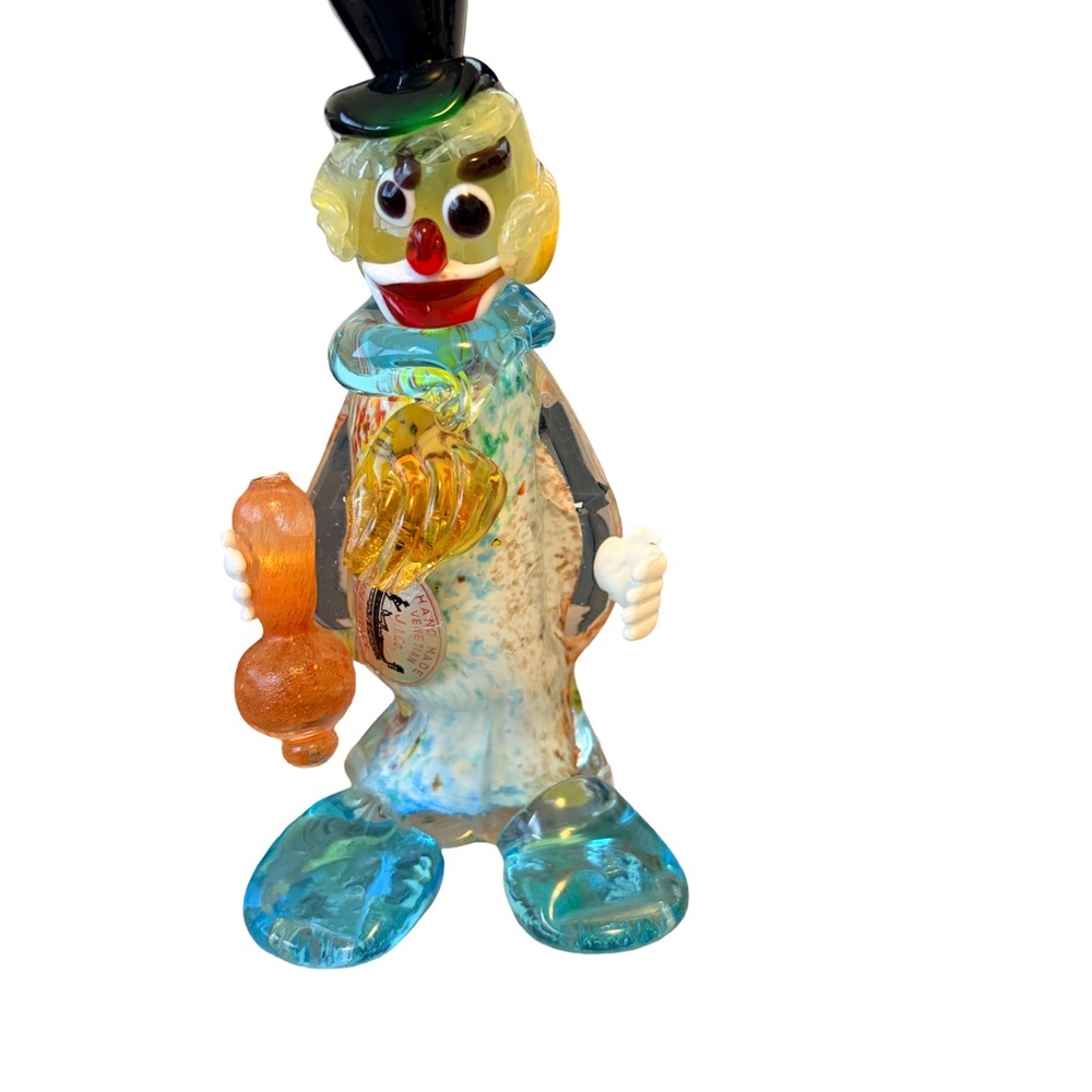 Vtg J.I. Co. Murano Glass Clown Figurine - Venetian Hand Blown Art Glass - MCM 7